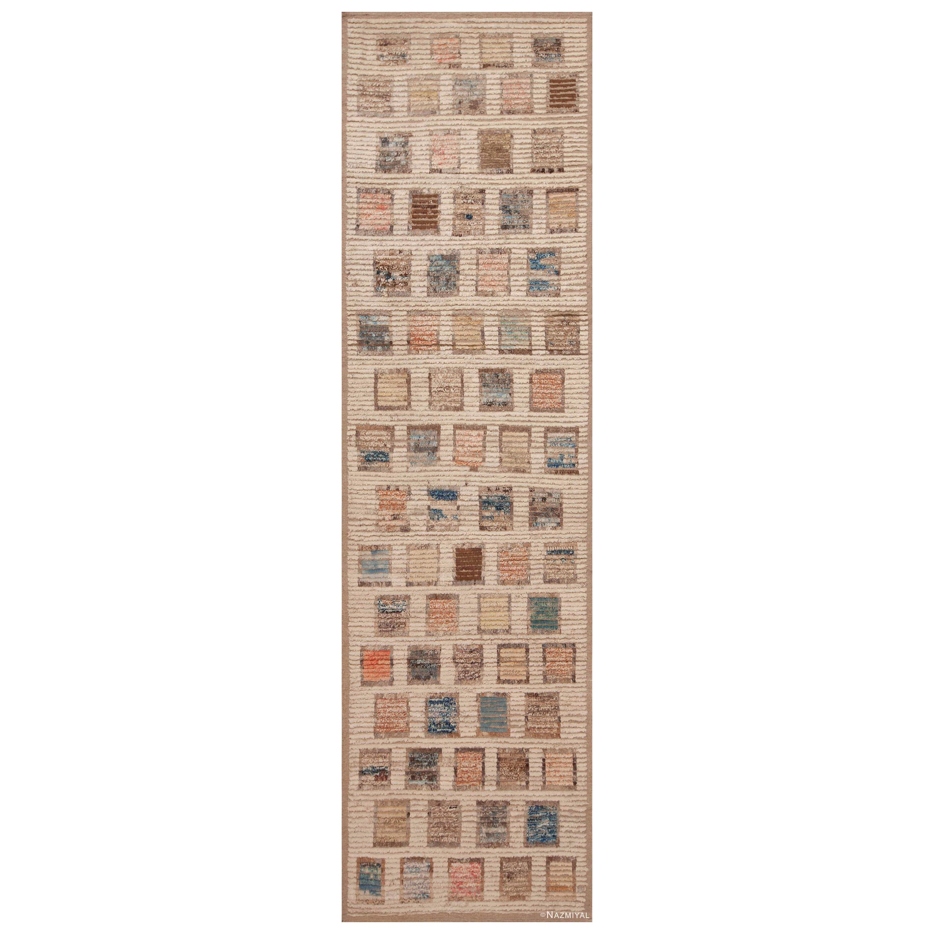 Nazmiyal Collection Artsy Modern Geometric Hallway Runner Rug 3'6" x 12'9" For Sale