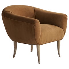 Fauteuil de salon Osvaldo Borsani, bois, velours, Italie, années 1940