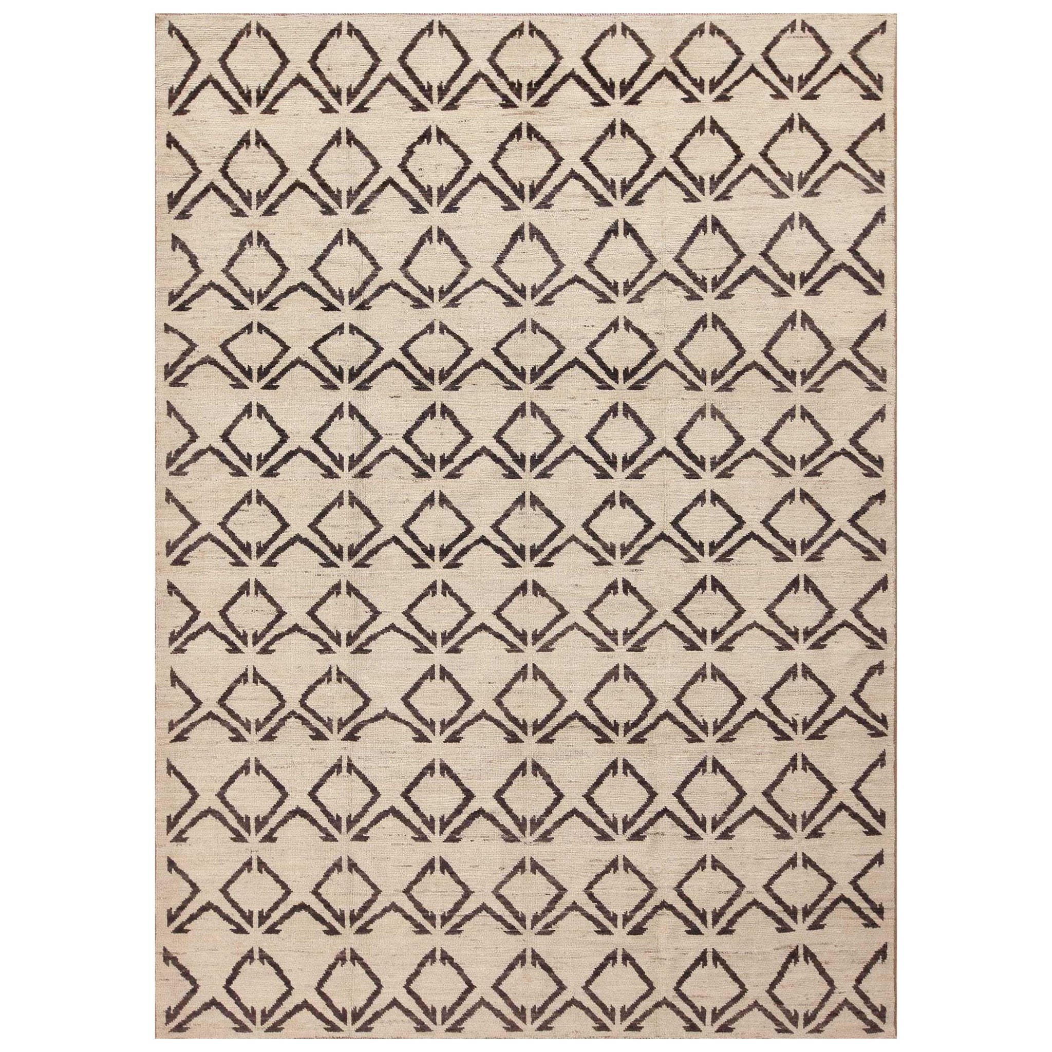 Nazmiyal Kollektion Moderner marokkanischer Berber Beni Ourain Design Teppich 7'3" x 10'2"