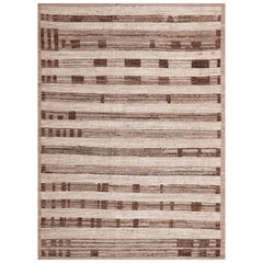 Nazmiyal Collection Neutral Modern Plush Wool Pile Area Rug 7'2" x 9'7"