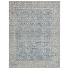 Alfombra persa Tabriz de lana azul tejida a mano Circa-1910