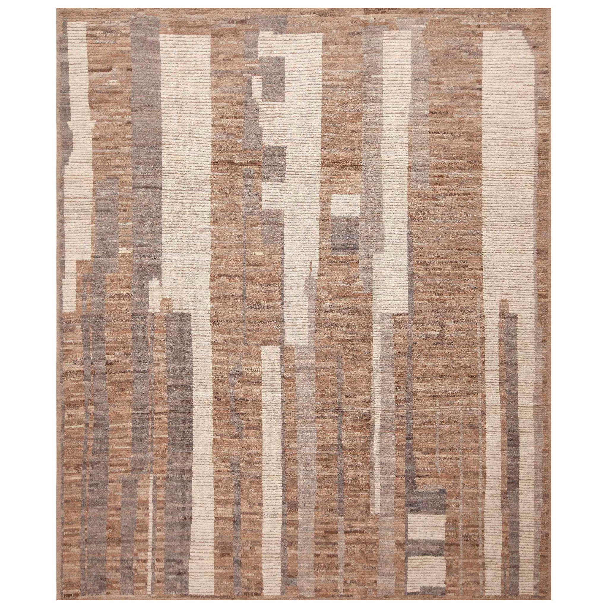 Nazmiyal Collection Neutral Earthy Brown Geometric Modern Area Rug 8'8" x 10'2" For Sale