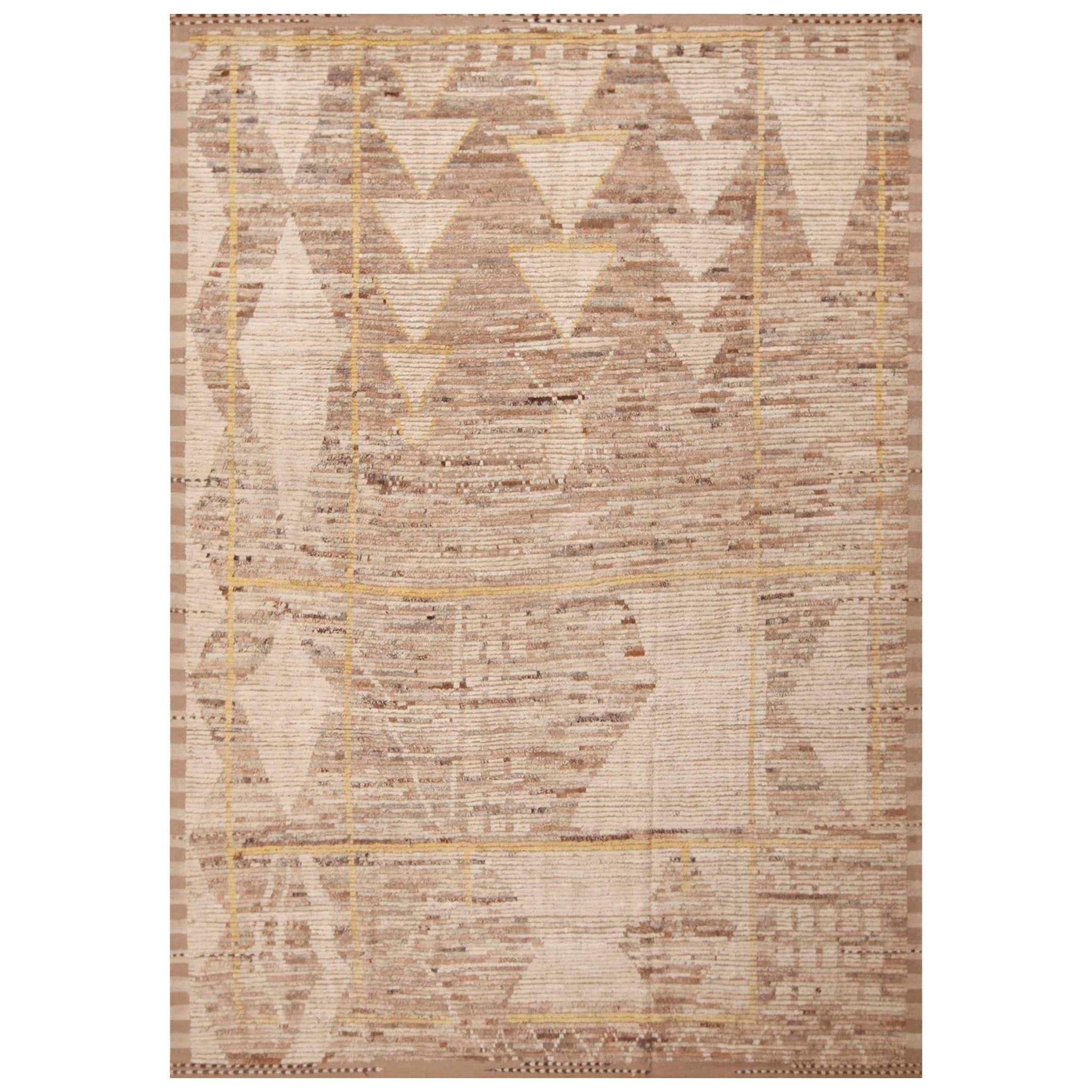 Namziyal Colleciton Modern Tribal Geometric Brown Earth Tone Area Rug 8'8" x 12' For Sale