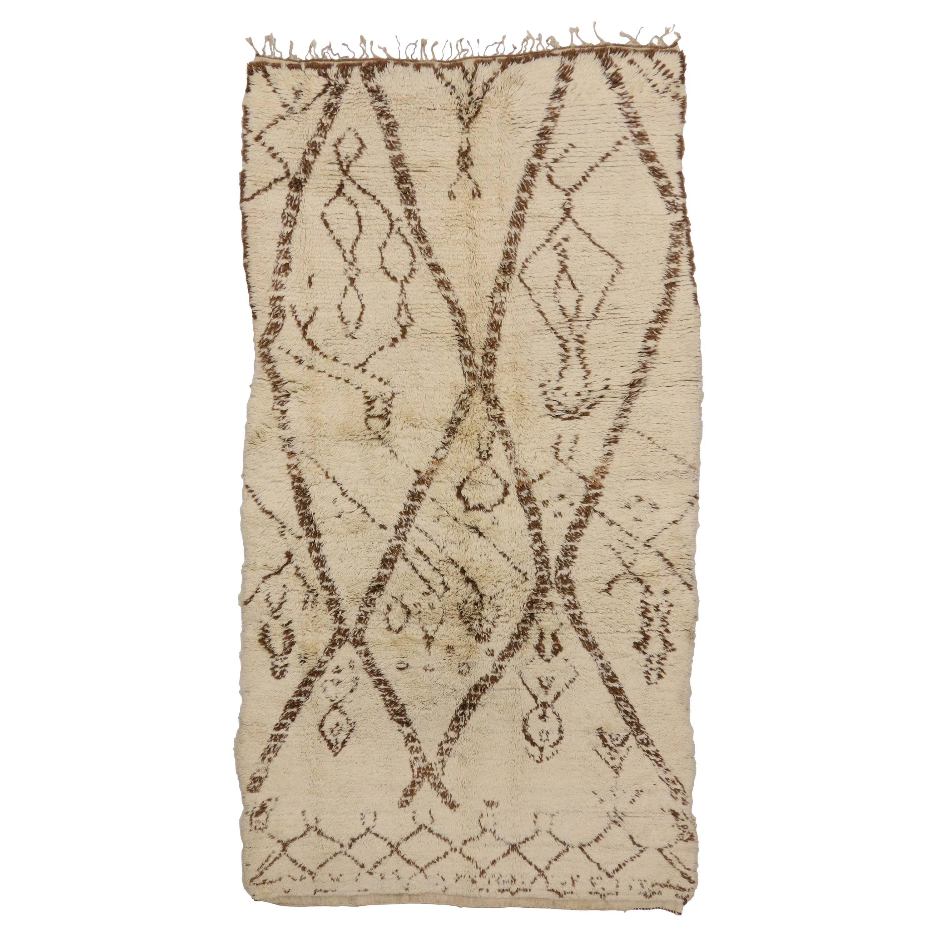 Vintage Moroccan Rug with Tribal Style, Neutral Color Berber Moroccan Rug