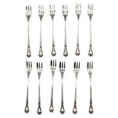 Antique Set of 12 Chantilly Pattern Sterling Oyster Forks by Gorham, early 20th century