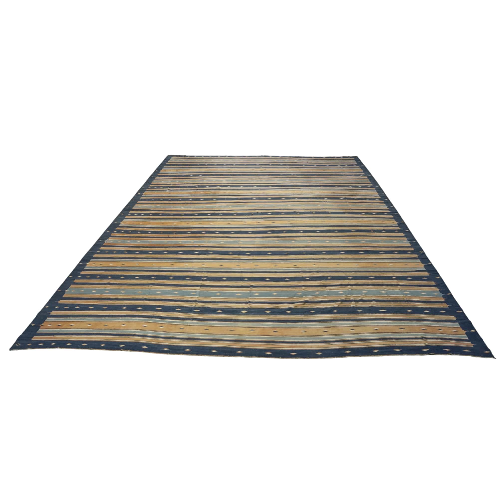 Vintage Dhurrie-Teppich im Vintage-Stil, mit bunten geometrischen Streifen