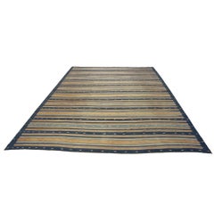 Retro Dhurrie Rug, with Colorful Geometric Stripes