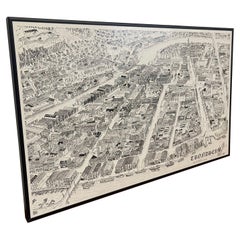 Vintage Framed Print of Trondheim Cityscape Map.