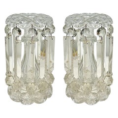 Pair Antique French Baccarat Cut Crystal Lusters or Candleholders, Circa 1860's.