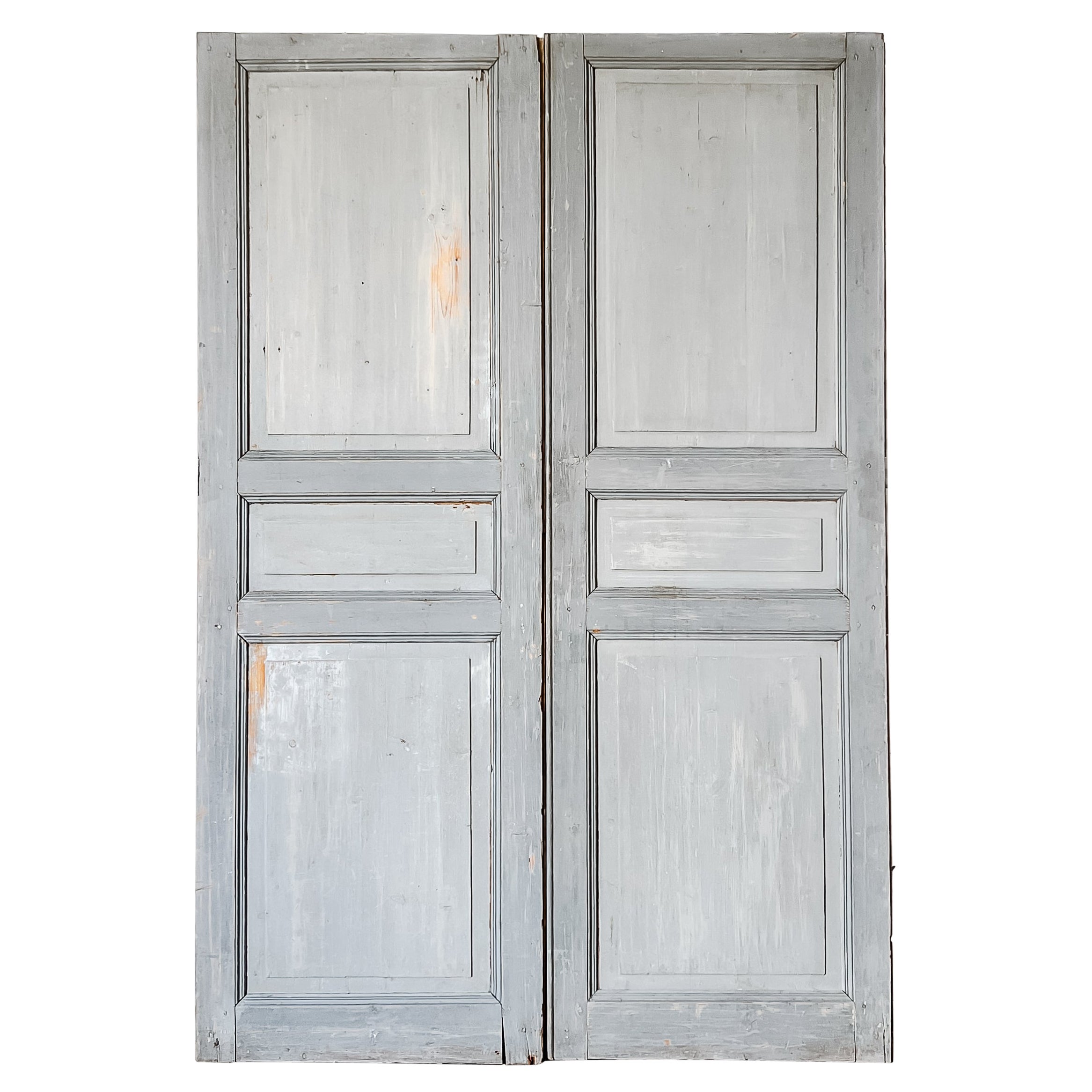 Paire de portes d'armoires françaises à 3 panneaux du 19ème siècle