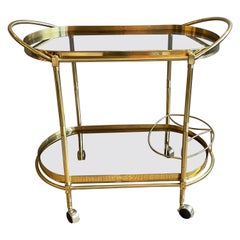 Vintage Brass and glass Barcart 