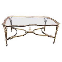 Brass and Glass Maitland Smith Large Coffee Table