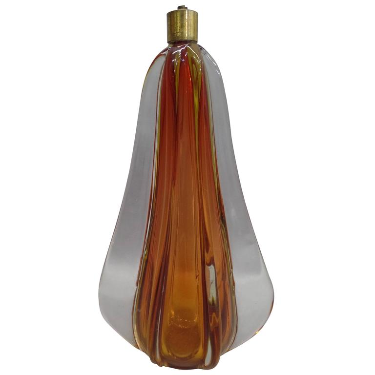Handn Mid Century Modern Murano Venetian Glass Table Lamp Base Handn Italian Mid Century Modern Table Lamp Base By Seguso Ribbed And Tapered