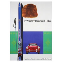Original Retro Advertising Poster, 'PORSCHE' BY Hanns Lohrer, 1962  
