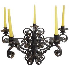 Spanish Wrought Iron Midcentury Candelabra, Centerpiece, Chandelier