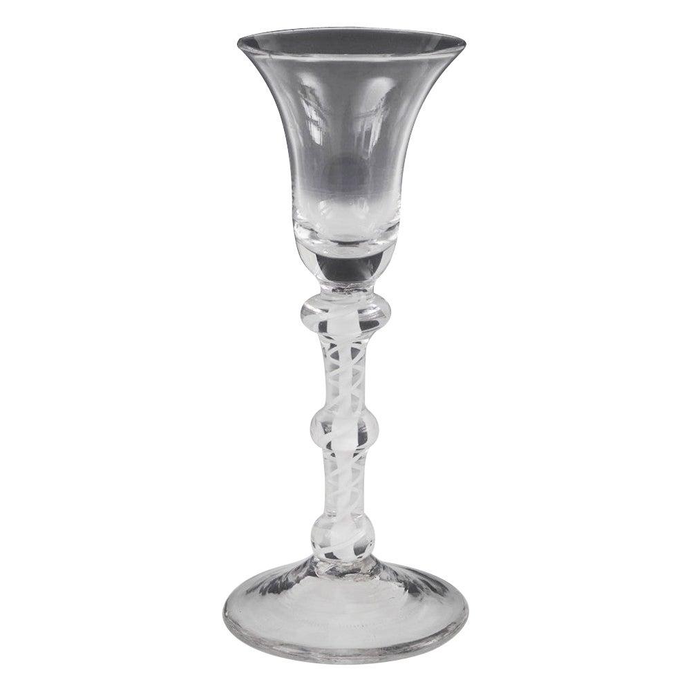 Georgian Triple Knop Opaque Twist Stem Wine Glass c1765