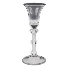 Antique Georgian Triple Knop Opaque Twist Stem Wine Glass c1765