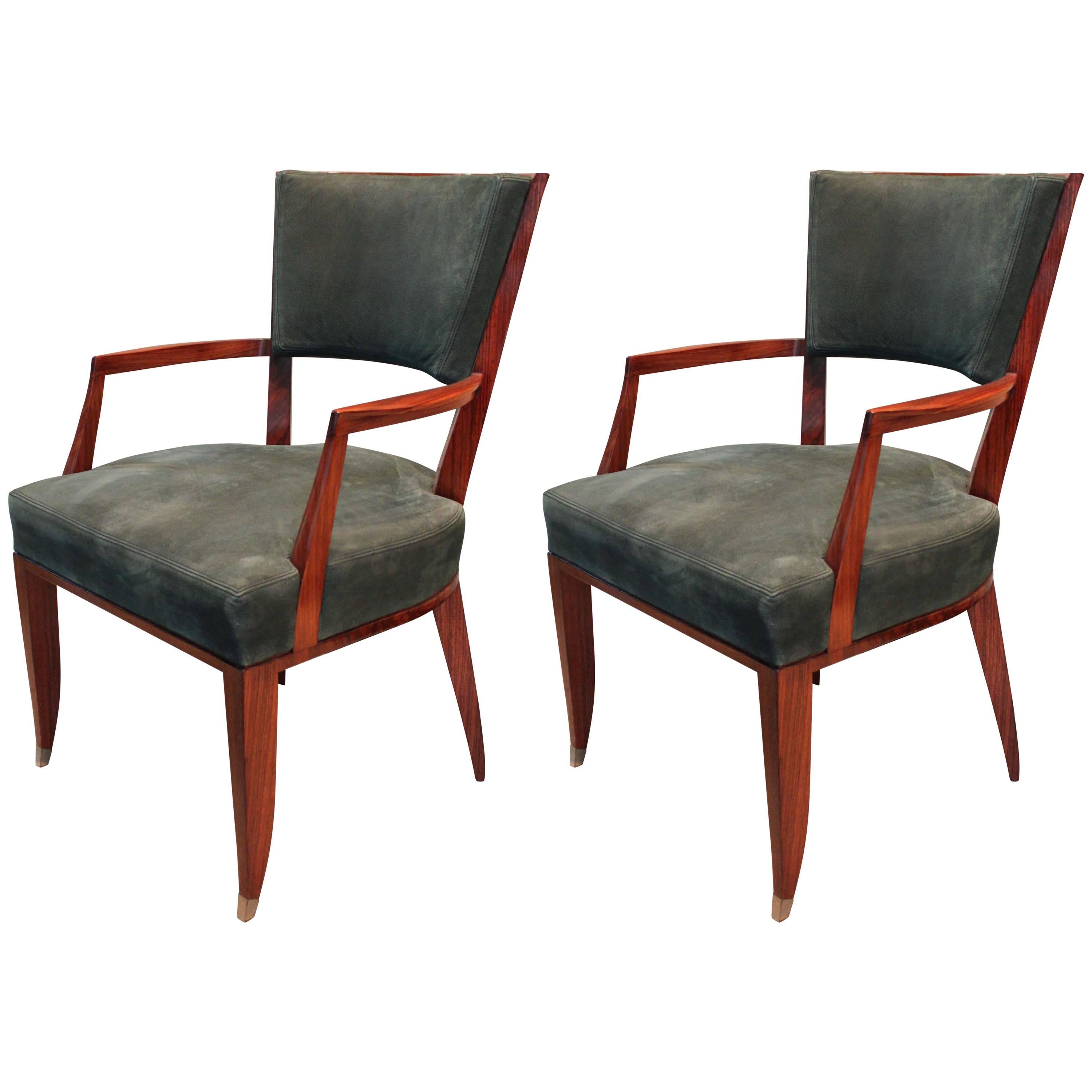 Pair of Lucien Rollin Armchairs For Sale