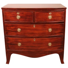 Antique Small Mahogany Bowfront Chest Of Drawers Circa 1800