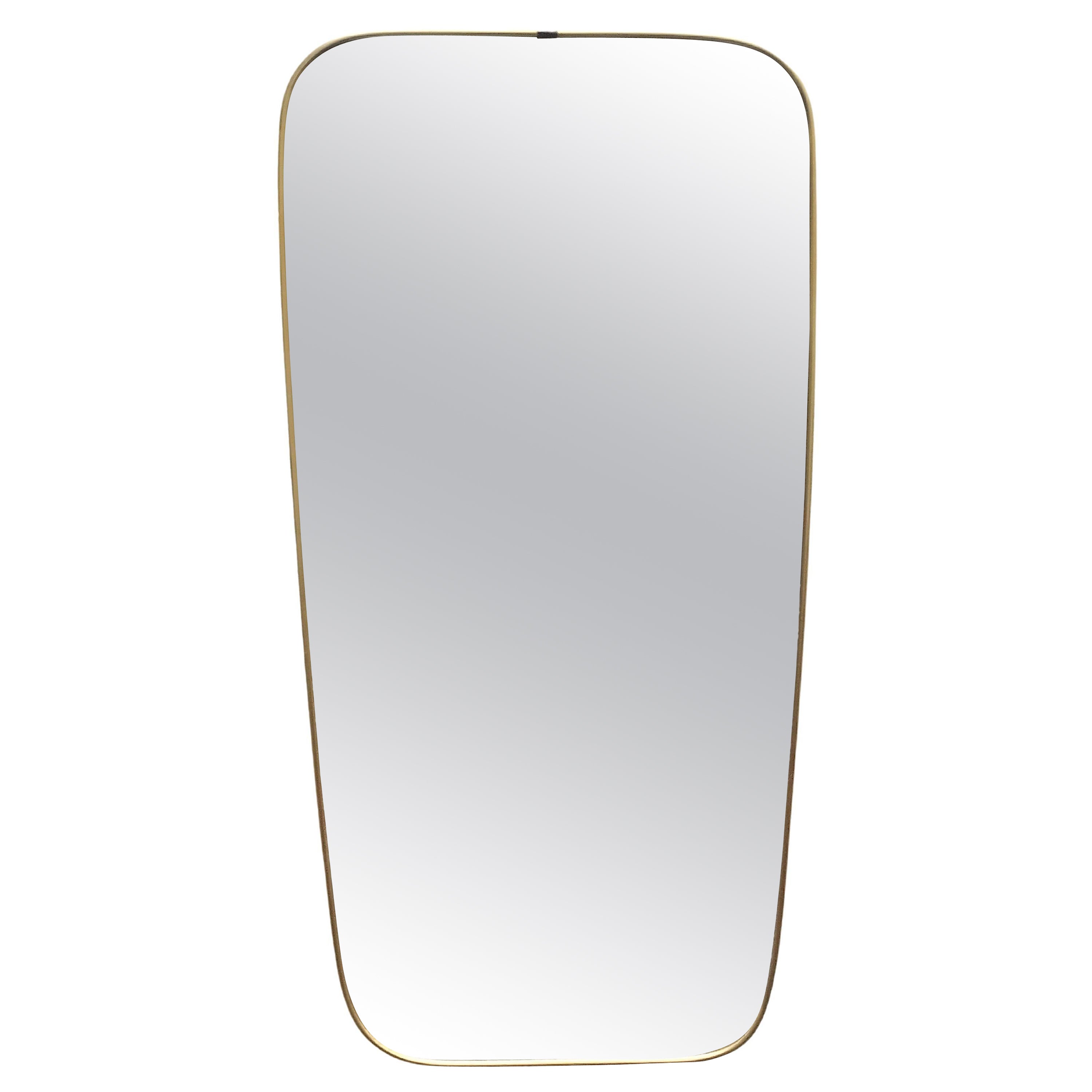 Golden Aluminum Wall Mirror, Italy 1950s