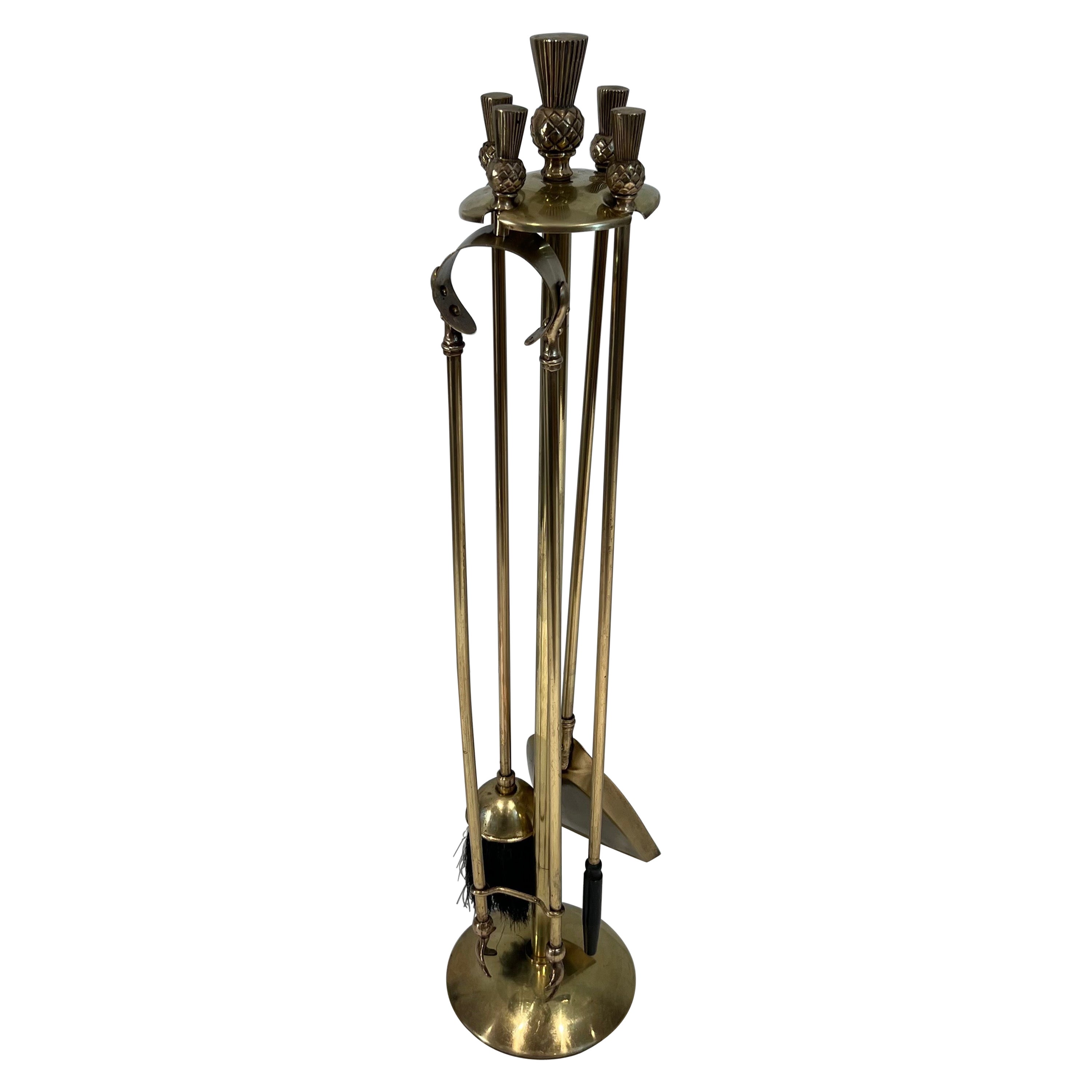 Pineapple Brass Fireplace Tools