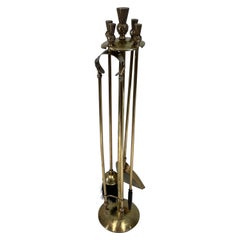 Used Pineapple Brass Fireplace Tools