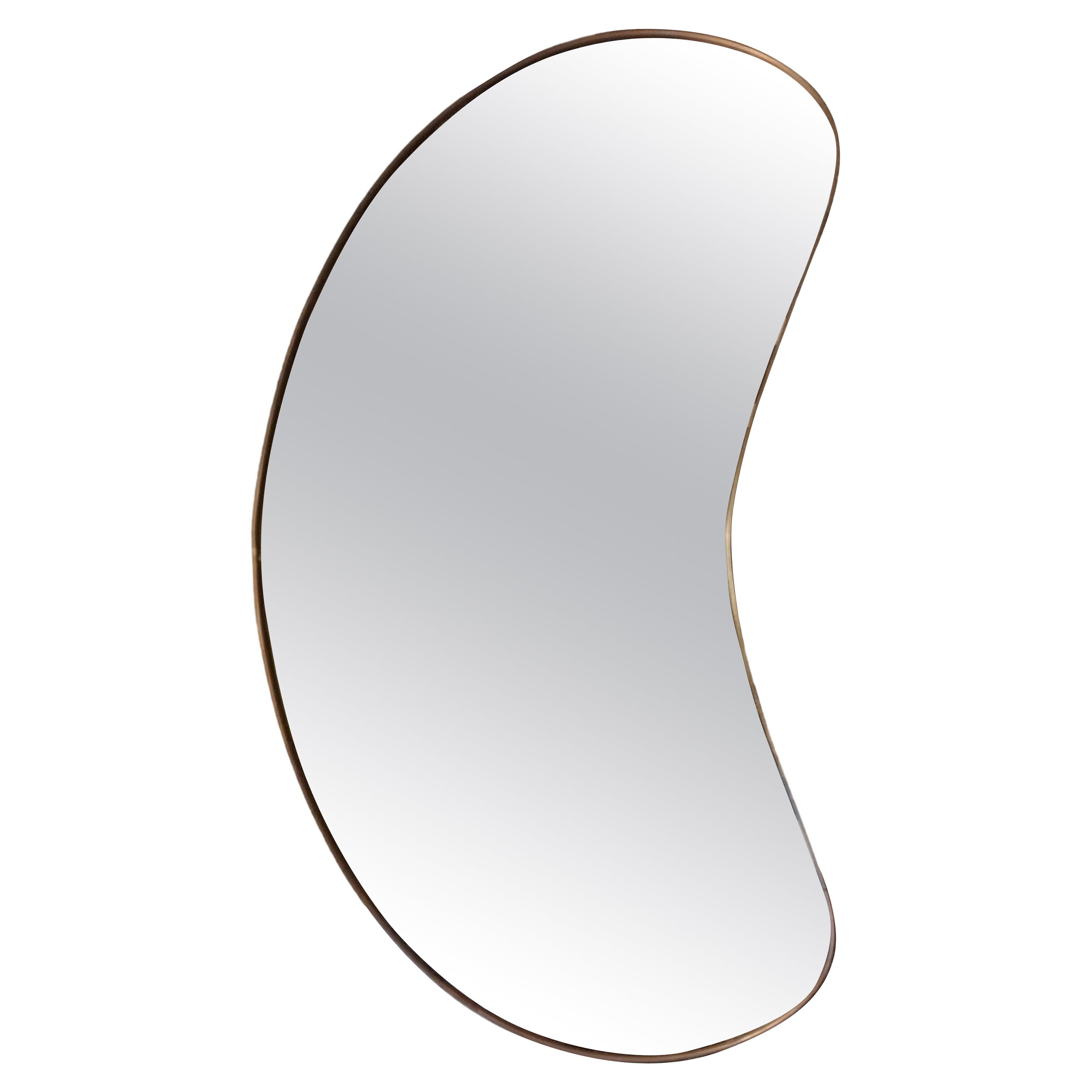 Beans Haricot Freeform Brass Wall Mirror, Italy 1950s For Sale