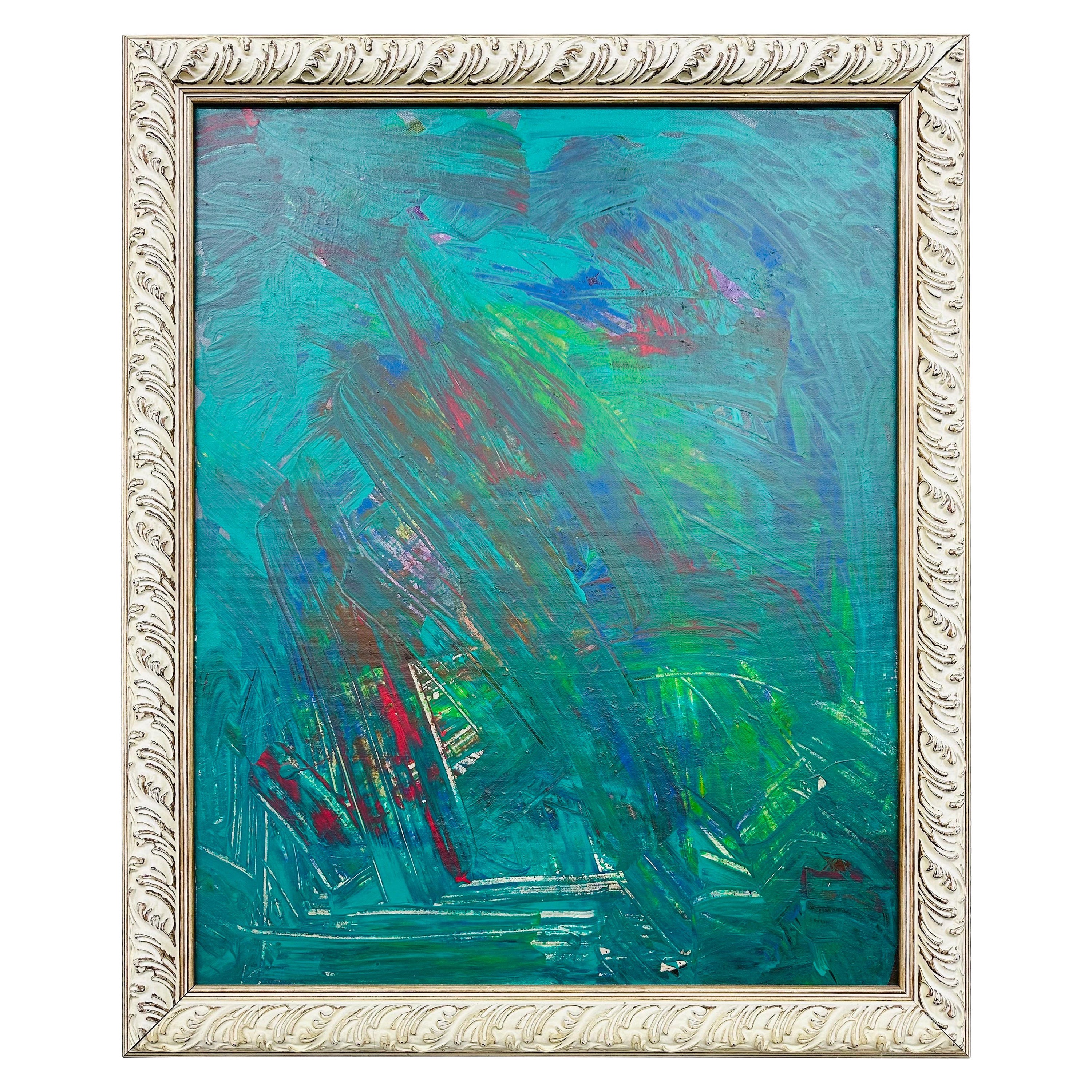 Modern Expressionist Abstract Painting Signed Mullin For Sale