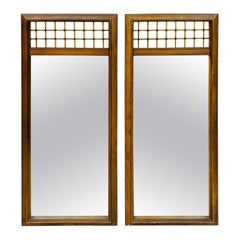 Retro Mid-Century Modern Walnut Wall Mirrors - Set of 2