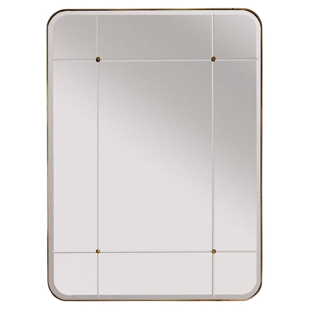 Sanders Mirror in Cut Glass and Brass — Medium For Sale
