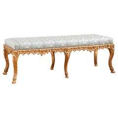 Banc français du début du 20e siècle de style Louis XV en bois doré