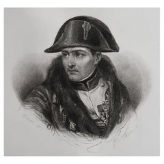 Original Antique Print, Portrait of Napoleon Bonaparte, circa 1850
