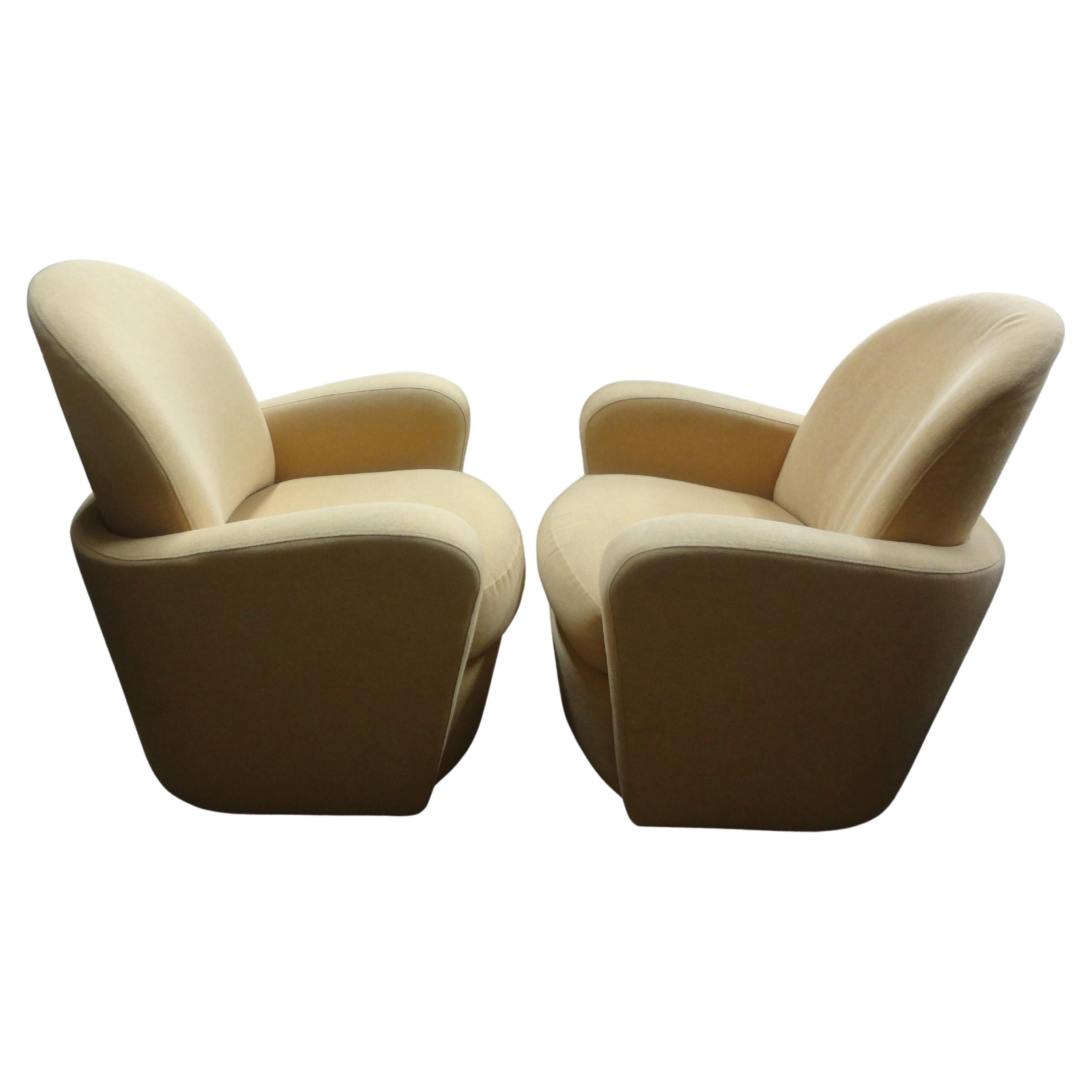 Pair Of Michael Wolk Style Swivel Chairs  For Sale