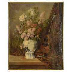 Oil on Canvas, Floral Still Life, signed lower left P. Chartier, mid 19th cen.
