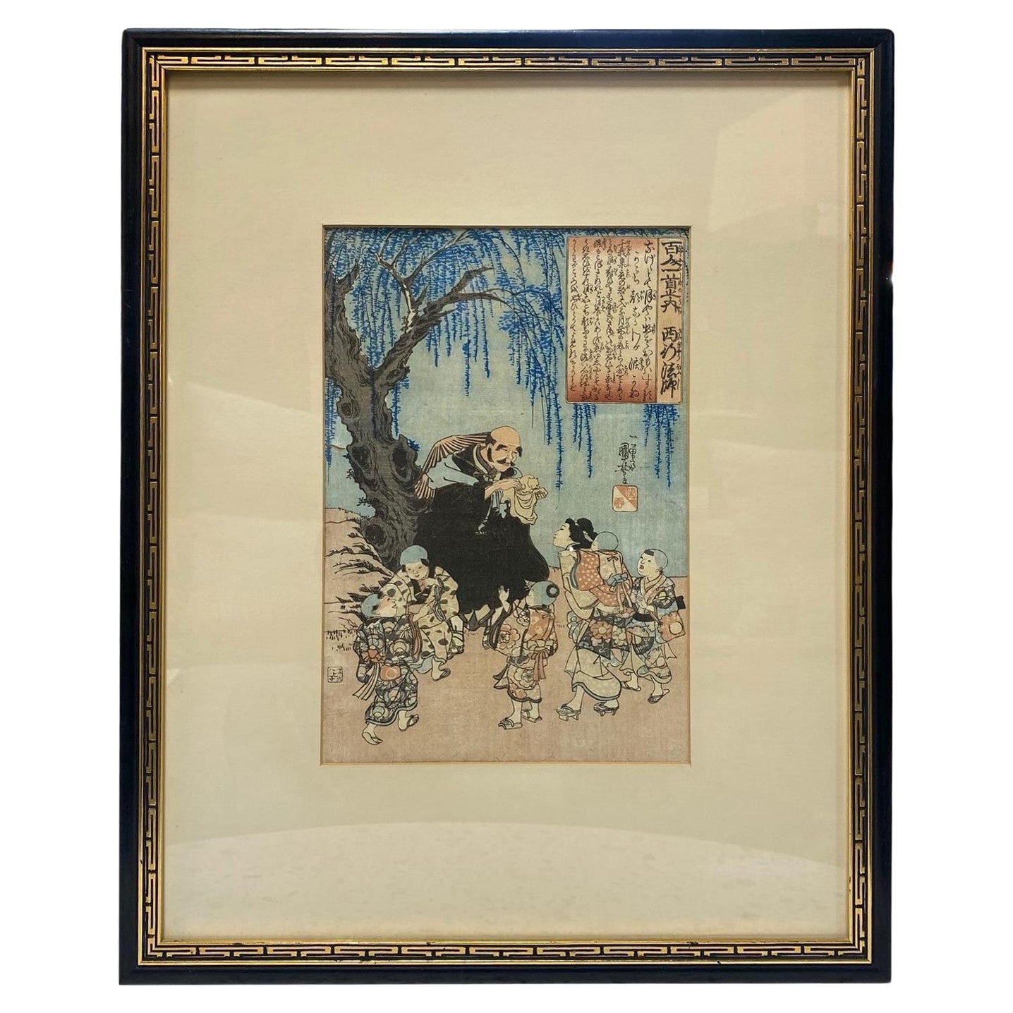 Utagawa Kuniyoshi Signierter japanischer Holzschnitt-Druck Saigyo-Hoshi (Der Monk Saigyo) im Angebot