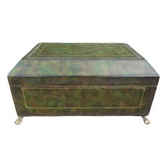 Vintage Italian Embossed Leather Box With Paw Feet