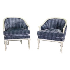 Pair of Hollywood Regency Style Faux Bamboo Paint Decorated Club Chairs