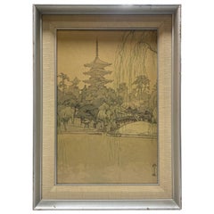 Hiroshi Yoshida, signiert und versiegelt, gerahmter japanischer Sarusawa-Teich mit Holzschnitt, Sarusawa-Druck