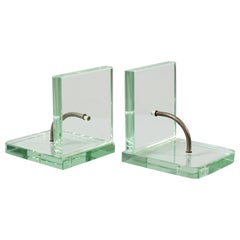 Set of 2 Thick Glass Bookends in the Style of P. Chiesa for Fontana A. 50s Italy