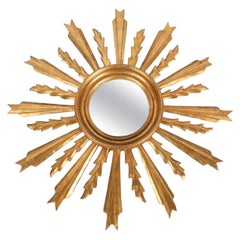 Mid-Century Modern Style Gilt Wood Sunburst Mirror