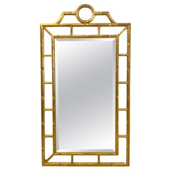 Chinese Chippendale Pagoda Faux Bamboo Style Gold Wall or Console Mirror
