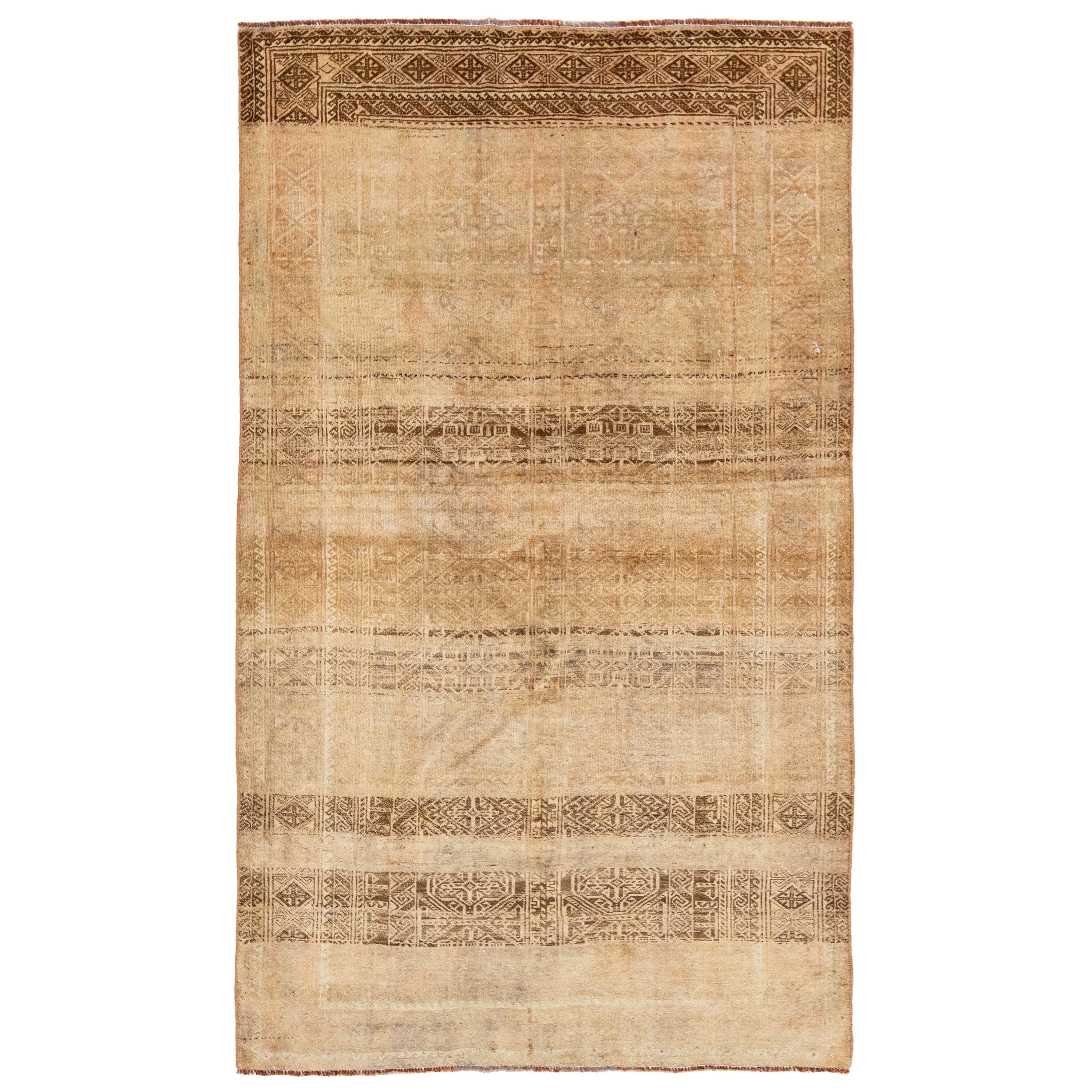 Antiker Hamadan-Perserteppich aus Wolle in Beige mit Allover-Design