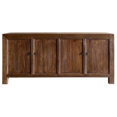 Reclaimed Elm Wood 4 Door Cabinet or Sideboard in Dark Finish