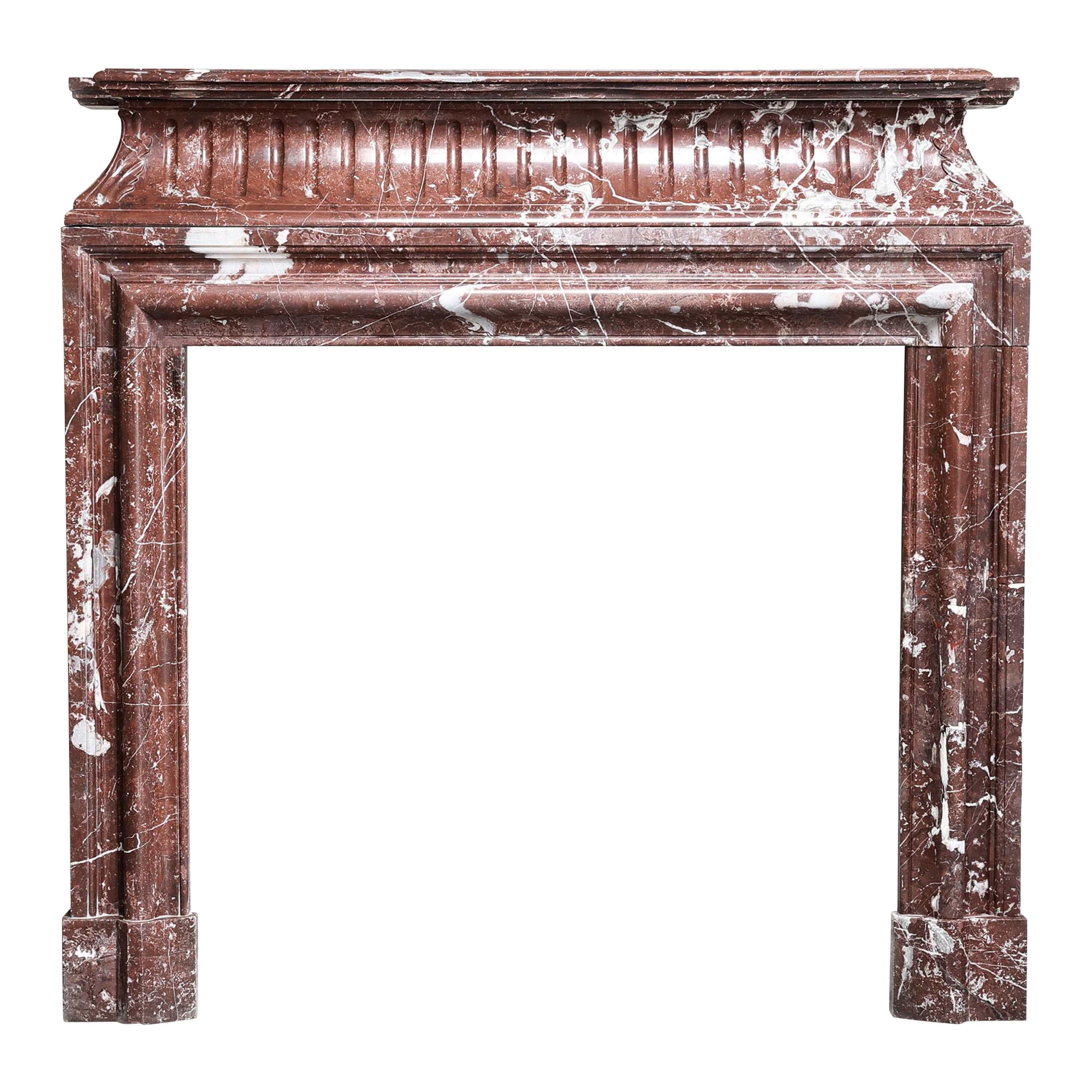 Antique Rouge Color antique marble fireplace of Rouge Royal in the style of Louis XVI For ...