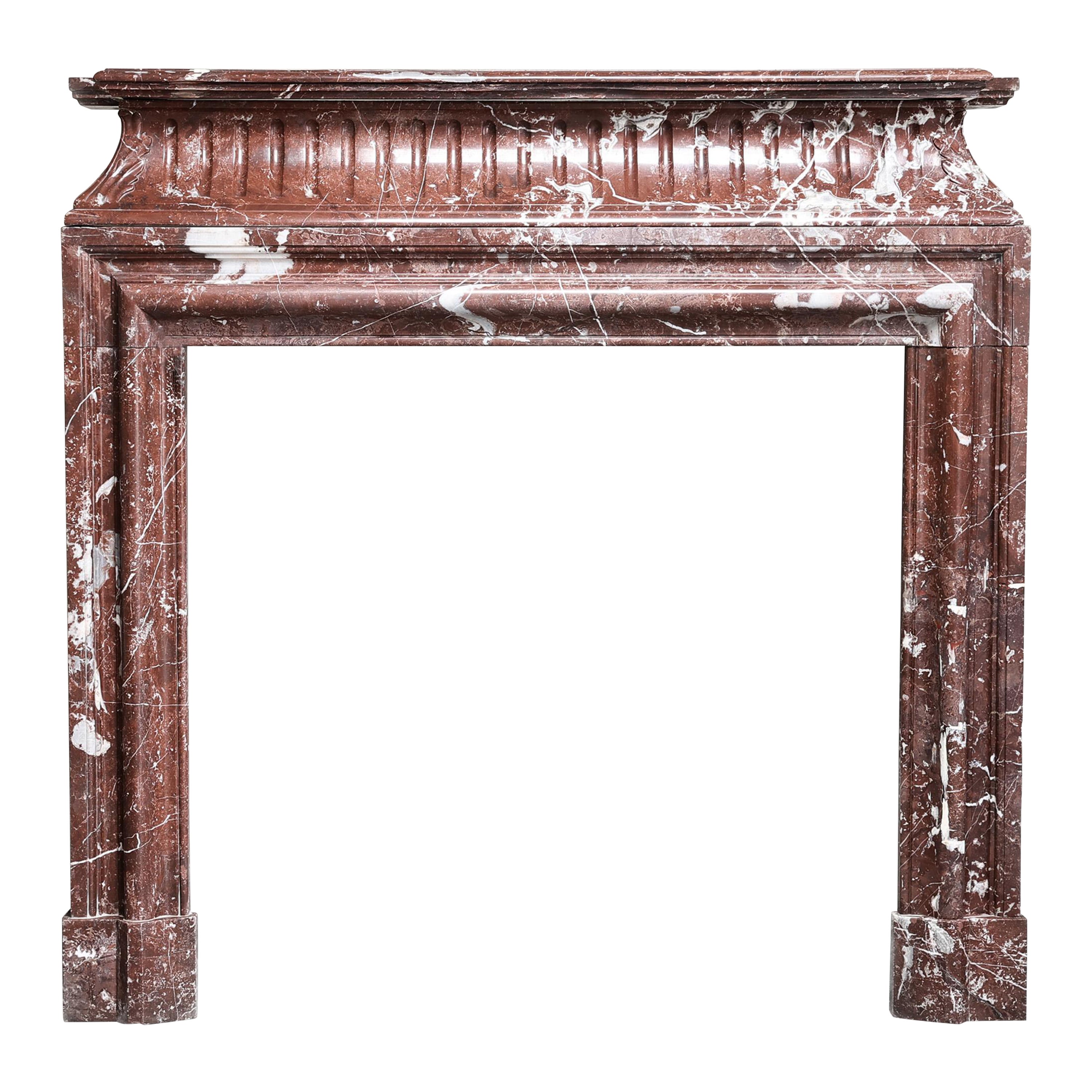 antique marble fireplace of Rouge Royal in the style of Louis XVI  For Sale