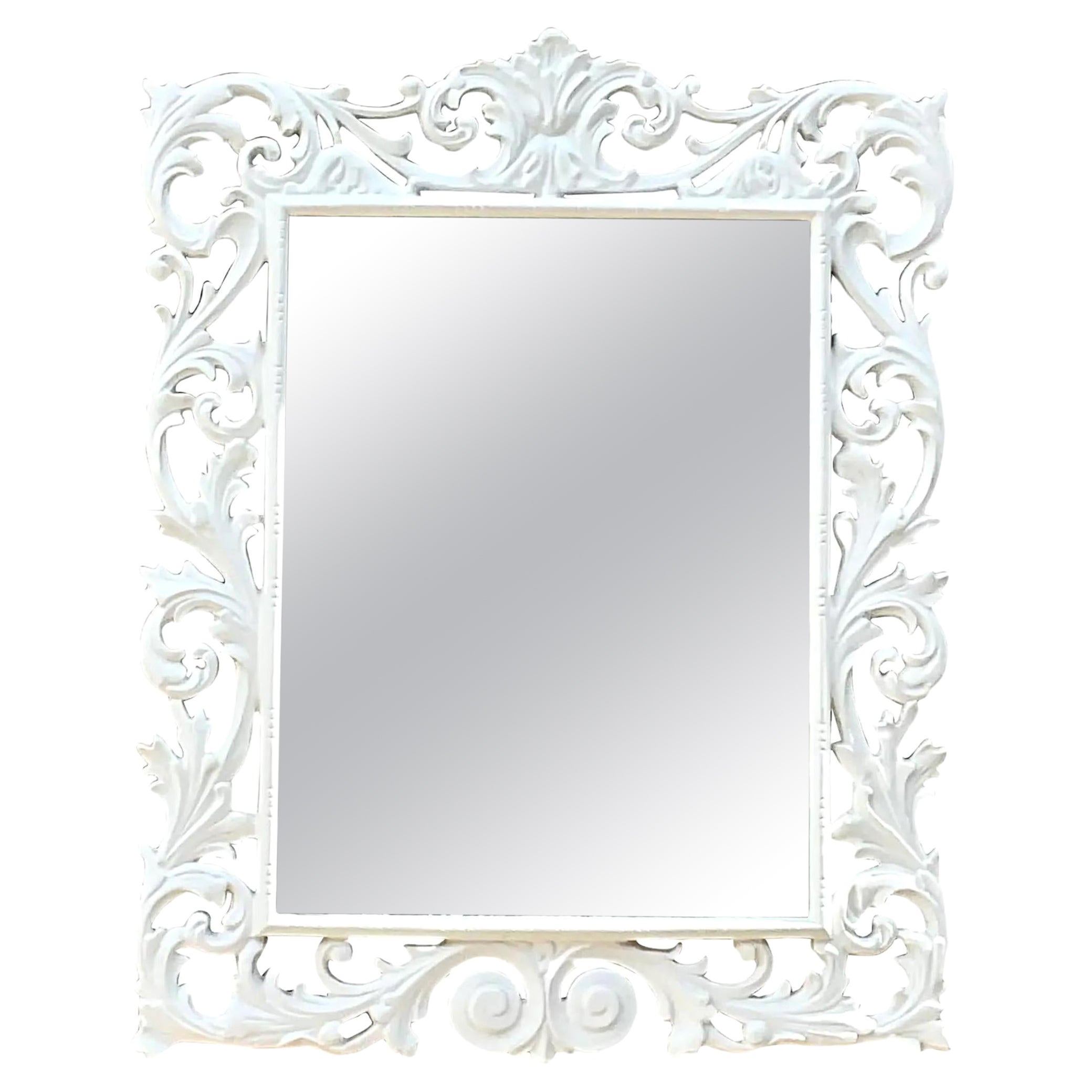 Miroir Regency vintage laqué blanc