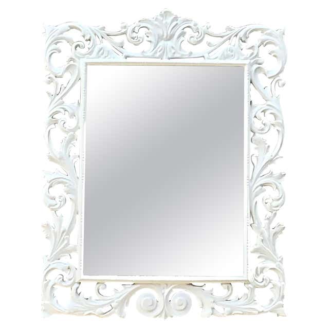 Vintage Ruffle Scalloped White Lacquered Wall Mirror at 1stDibs | white ...