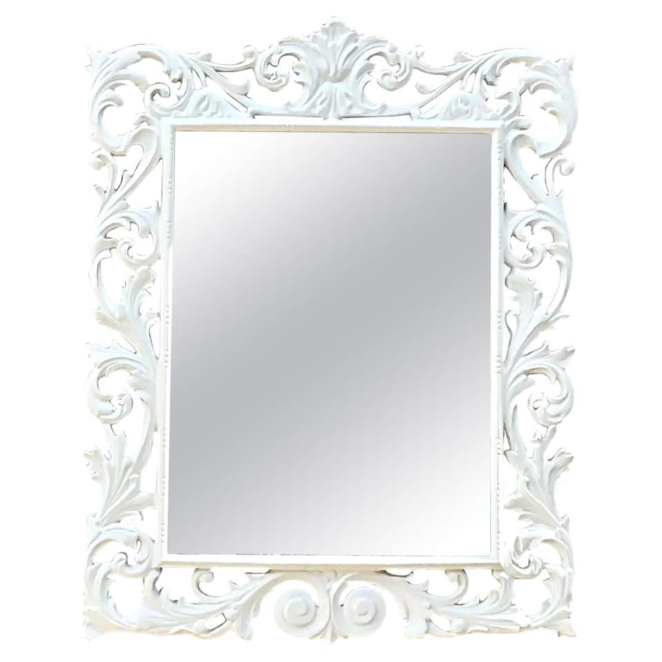 Vintage Ruffle Scalloped White Lacquered Wall Mirror at 1stDibs | white ...