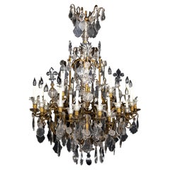 19th C French Ormolu Mtd. Multi-Arm Baccarat Crystal Chandelier, w/ Fleur de Lis