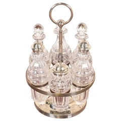 Tiffany & Co. Antique Silver Plate and Crystal Seven-Piece Cruet Set
